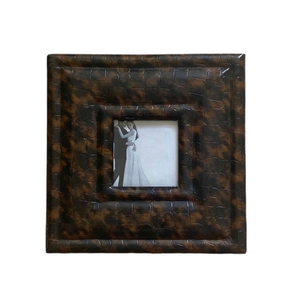 Z Gallerie Black and Dark Brown Embossed Faux Leather Picture Frame